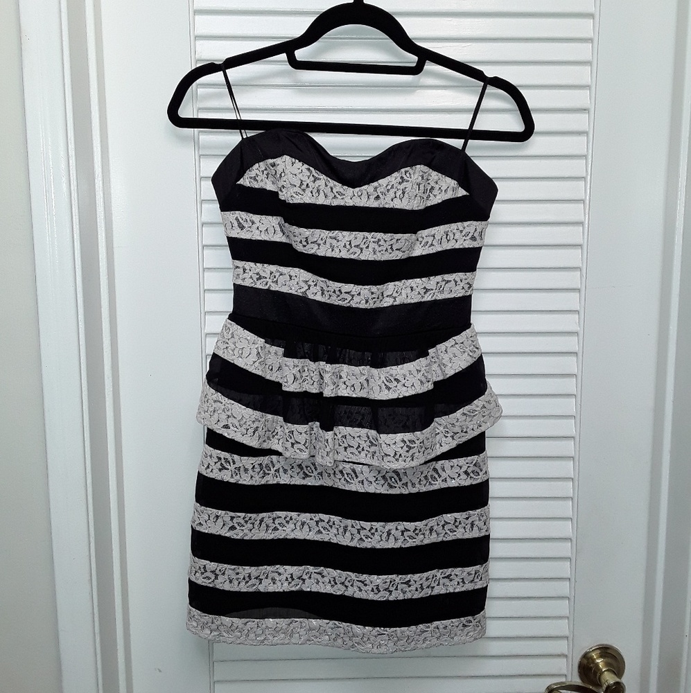 Guess Strapless Mini Cocktail Lace Dress Black sz3